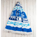 Custom Velour Urchin Round Patterned Round beach towel with Tassels Fringe BT-347 China Supplier